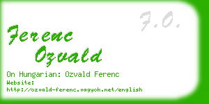 ferenc ozvald business card